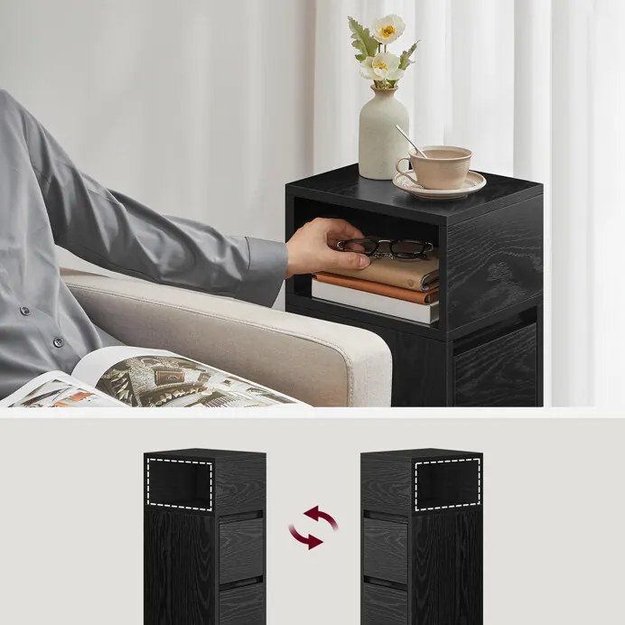 Tárolóasztal 25×30 cm, MDF, Fa Mintás. ANT-E1065 BK