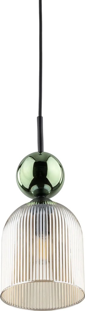 Függő lámpa nappali hálószobába Bézs üveg zöld Sophia