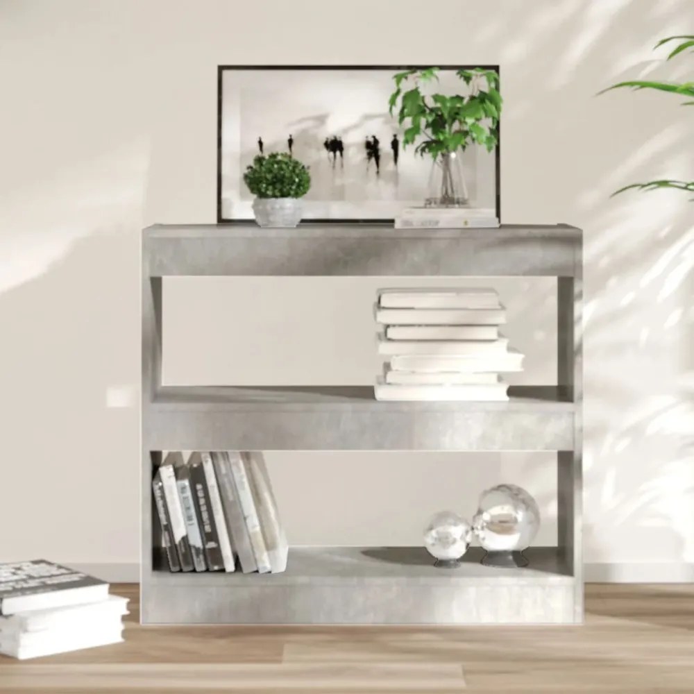 betonszürke térelválasztó könyvszekrény 80 x 30 x 72 cm