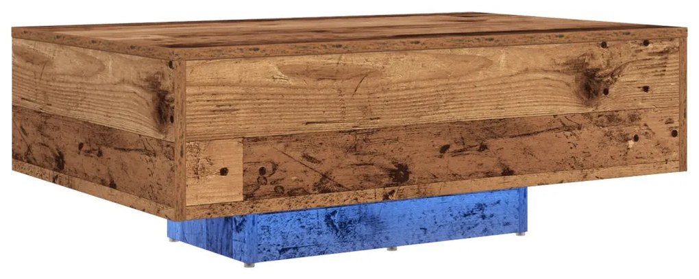 LED világítással ellátott dohányzóasztal régi fa 85x55x31 cm