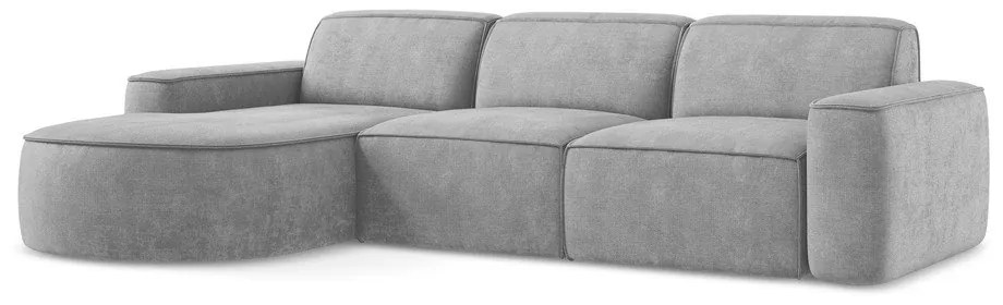 Világosszürke zsenília sarokkanapé (bal oldali-heverő résszel) Omao – Makamii