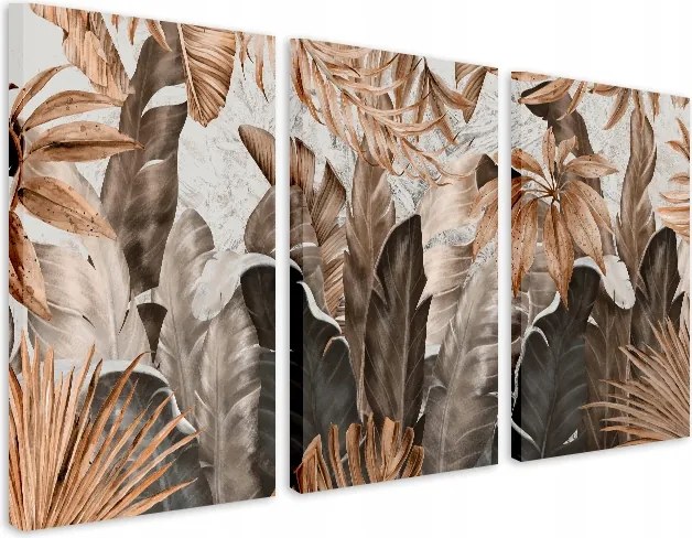 Elegáns kép a hálószobába Triptichon lógó levelek toll dekoráció 90x180