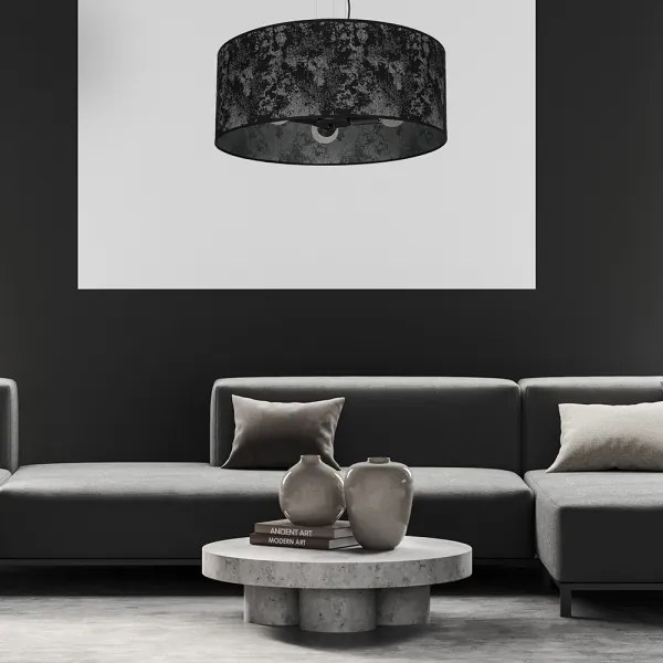 Csillár zsinóron SATINO 3xE27/60W/230V fekete/szürke