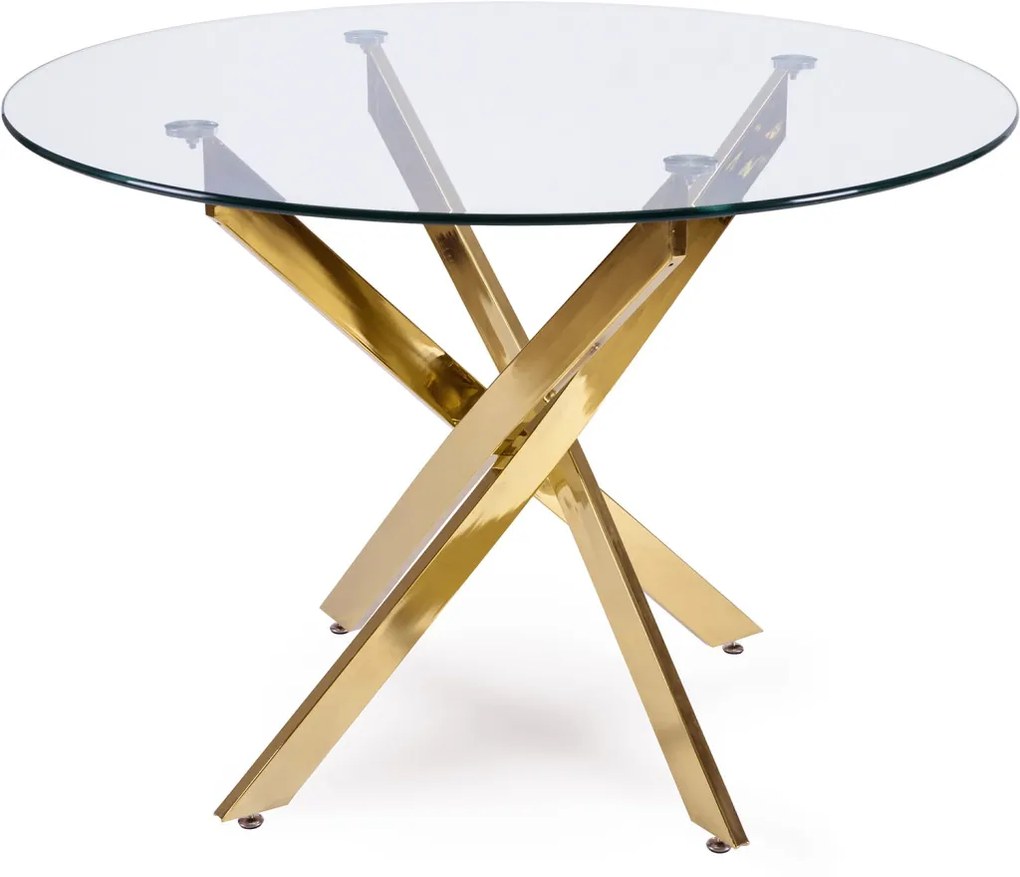 Elegáns Étkezőastzal Üveg/Arany. SALLO 110 cm