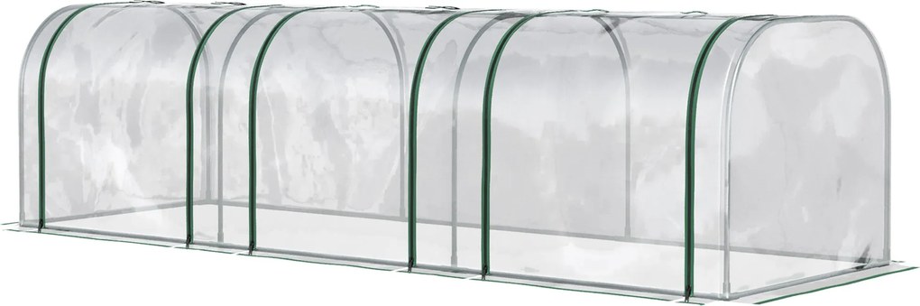 Outsunny Üvegház Ajtóval, Téli Ellenálló Filmmel Borított Acél Üvegház, Üvegház Erkélyre, Kertbe, Paradicsomház 295x100x80cm, Paradicsom Üvegház Parad