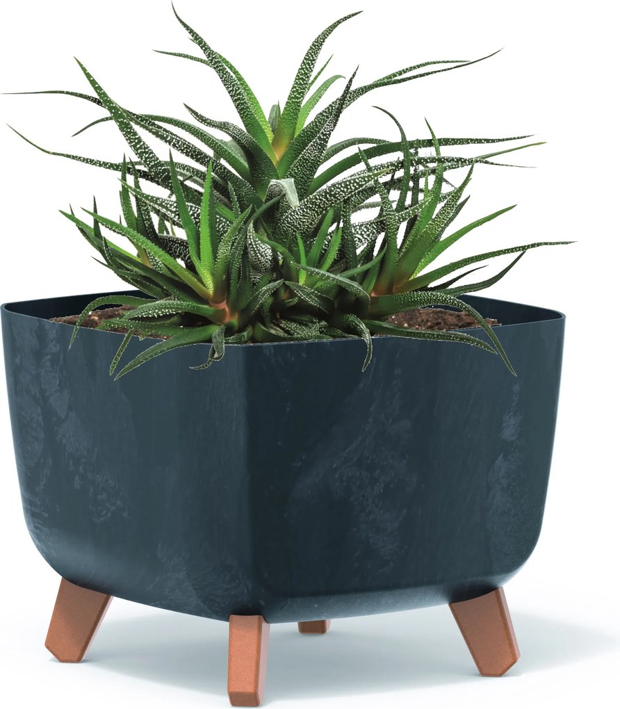 Virágtartó négyzet antracit 24cm lábak beton hatás