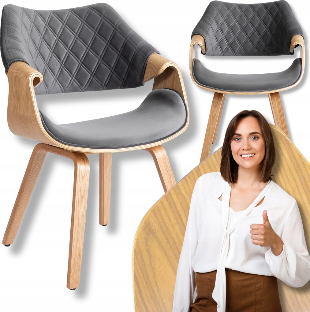 Kárpitozott Fa Étkező Szék Loft Velúr Szürke Luise