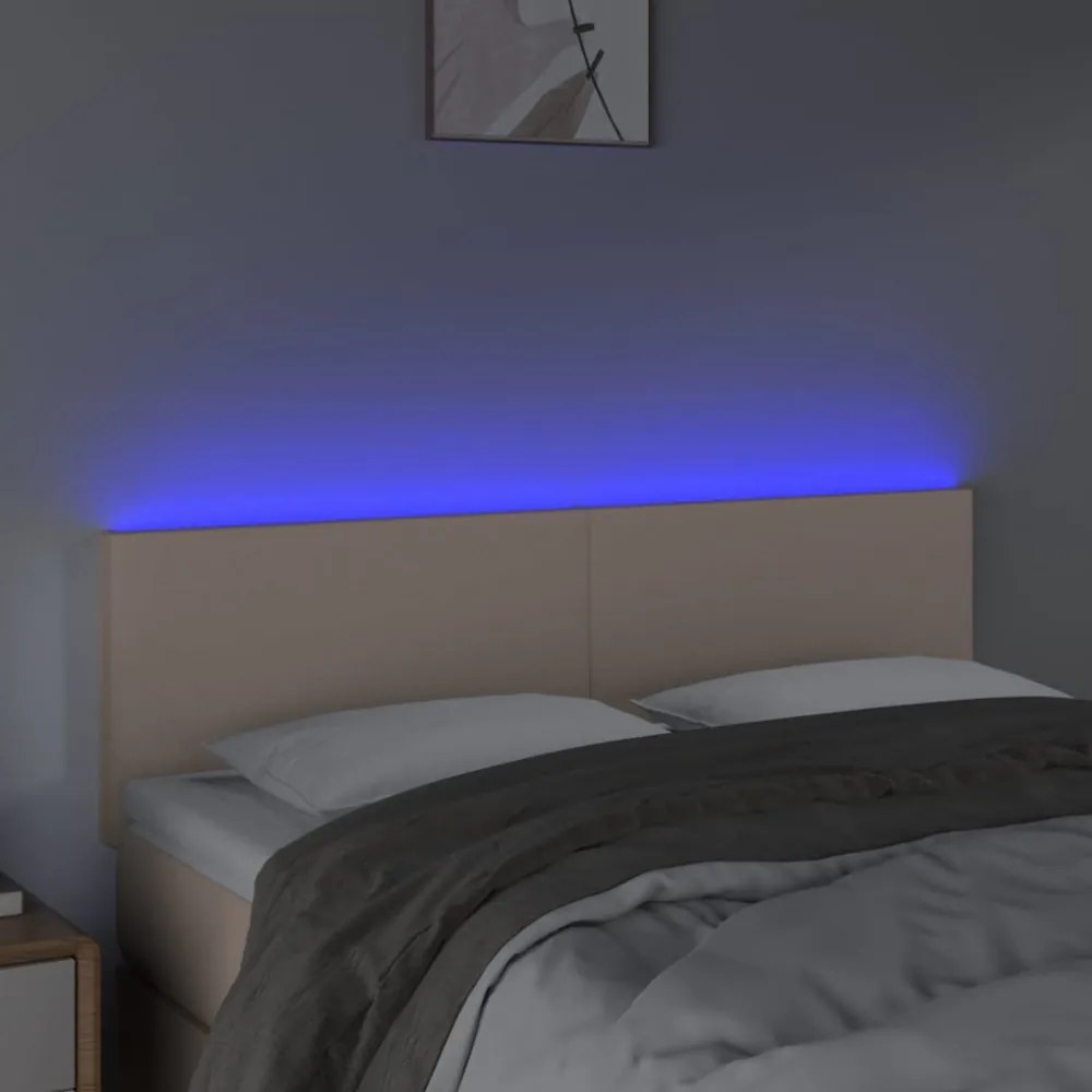 cappuccino színű műbőr LED-es fejtámla 144 x 5 x 78/88 cm
