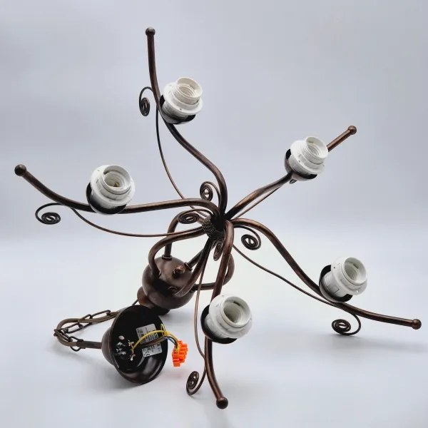 Láncra függesztett RETRO II csillár 5xE27/60W/230V, patinás bronz