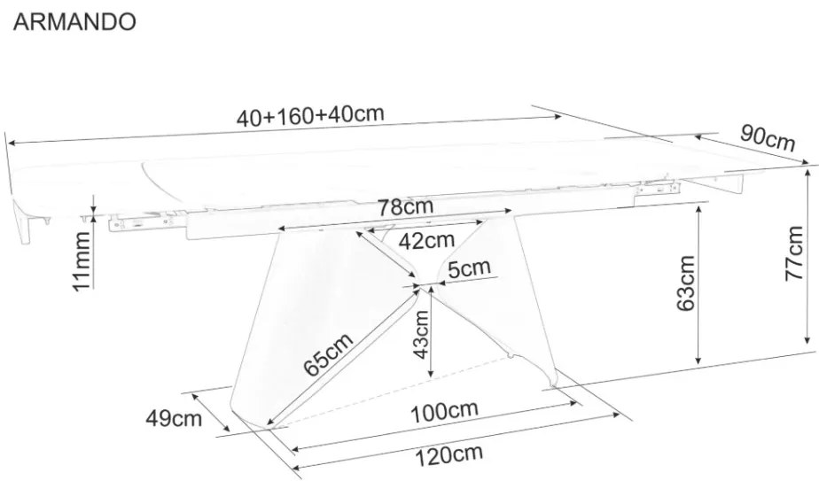 Armando bővíthető asztal fehér 160-240 cm