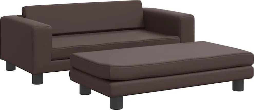 vidaXL barna gyerek bársonykanapé lábzsámollyal 100x50x30 cm