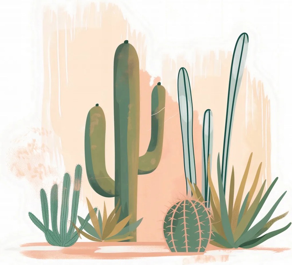 Poszter 59,4x42cm Kaktusz illusztráció