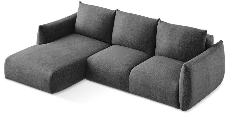 Sötétszürke kinyitható sarokkanapé (bal oldali-heverő résszel) Leila – Makamii