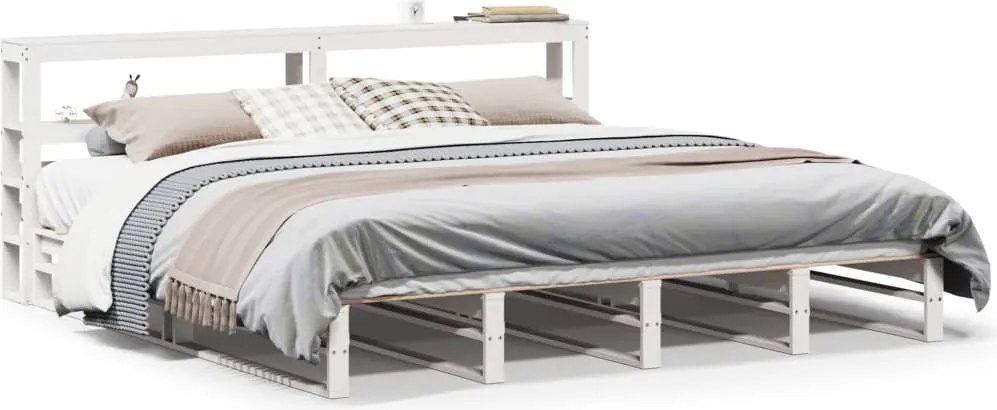 vidaXL fehér tömör fenyőfa ágy matrac nélkül 200 x 200 cm