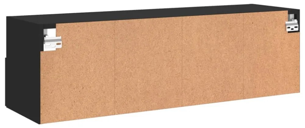 fekete szerelt fa fali TV-szekrény 100 x 30 x 30 cm