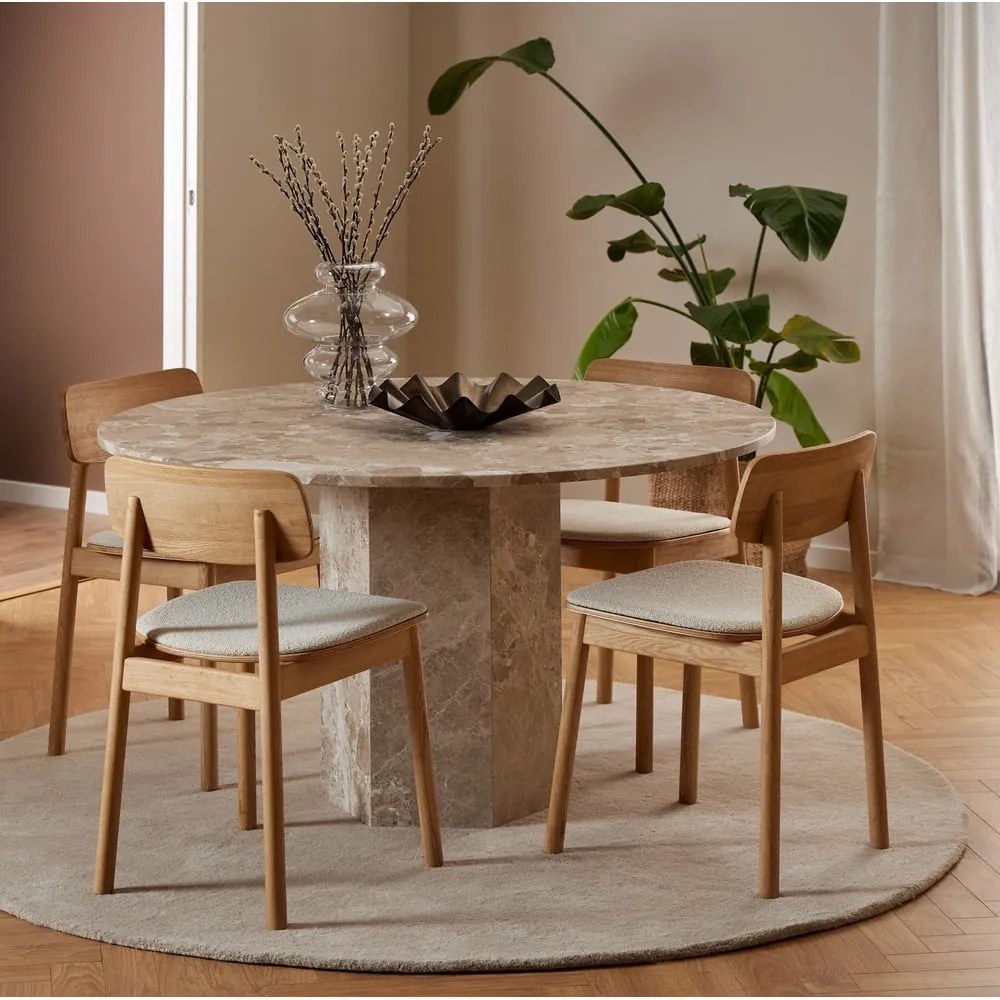 Világosbarna márvány kerek étkezőasztal ø 130 cm Naxos – Actona