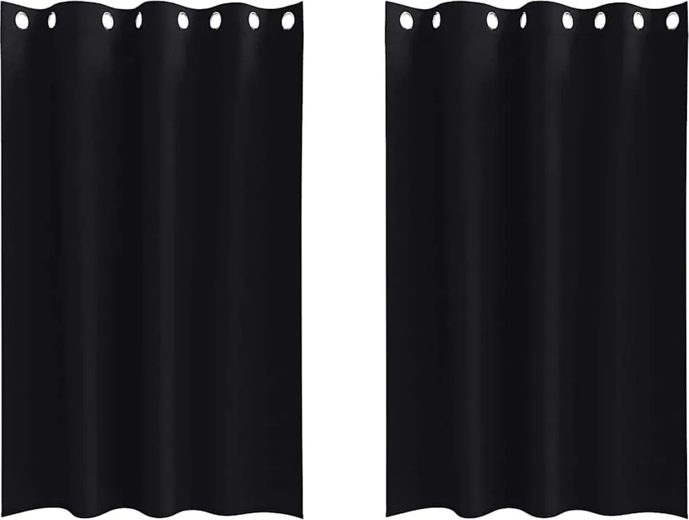 vidaXL Fekete Függöny Gyűrűkkel 2 pcs Fekete 175 x 140 cm Poliészter