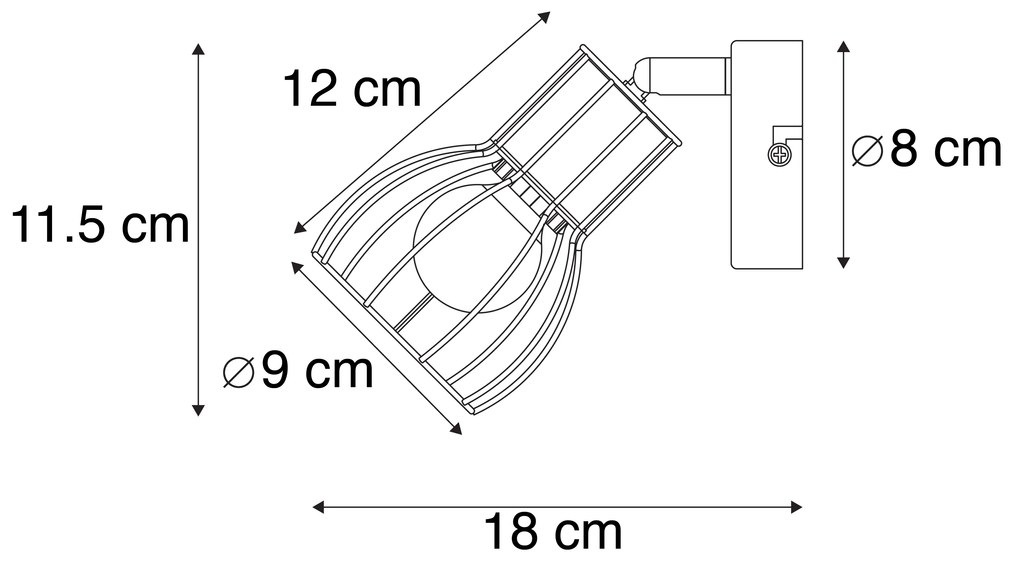Modern fekete acél spotlámpa állítható - Botu
