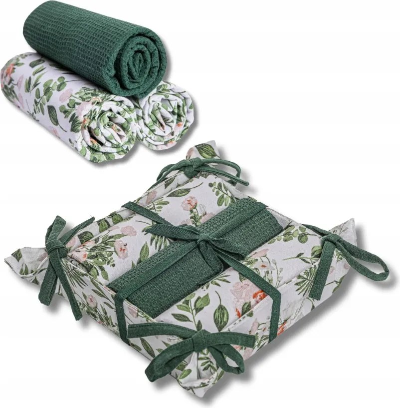 3x Konyhai Törölköző Elegáns Kendő Kosárban Virágok 40x70 Moraj