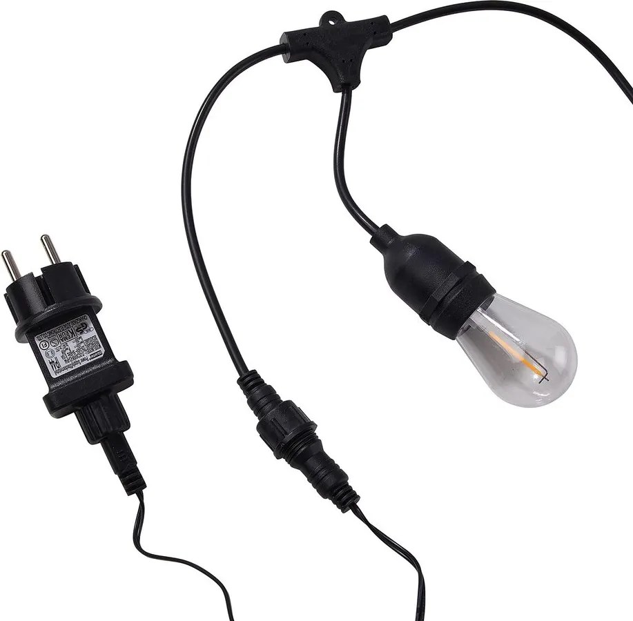 BULB LIGHTS kültéri égősor fali csatlakozóval, fekete 10 égő