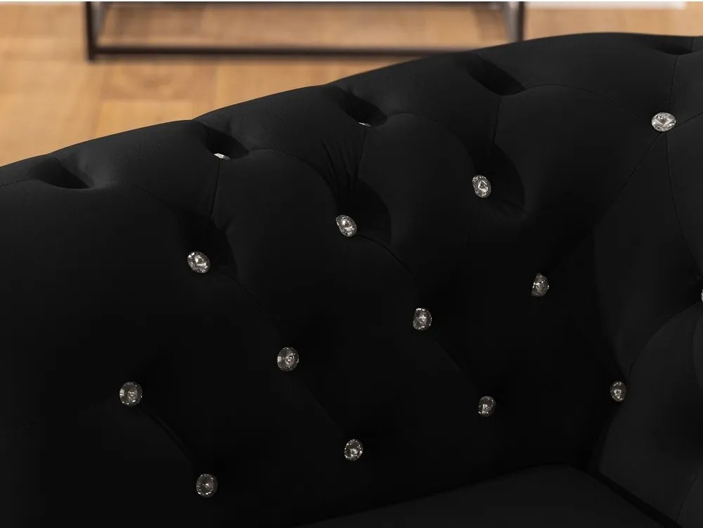 Fekete bársony chesterfield fotel York Blik – Ropez