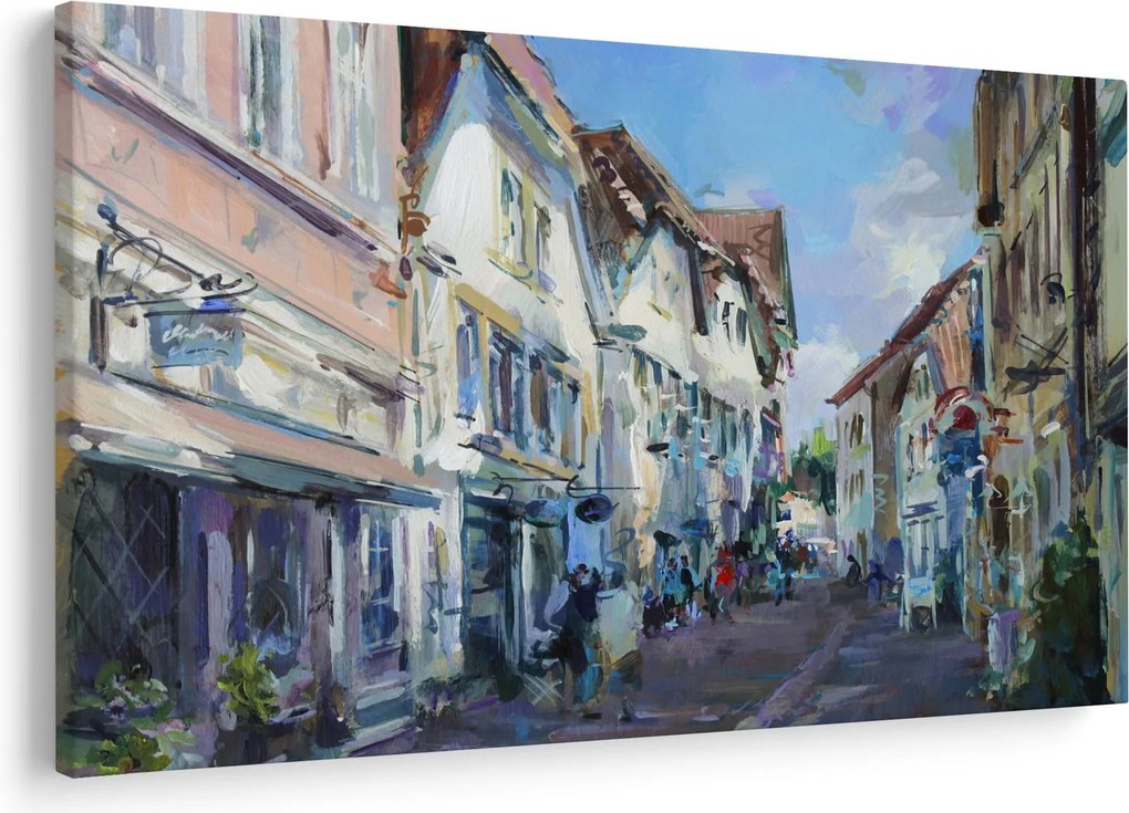 Kép - régi város sikátora, akril festmény (90x60 cm)