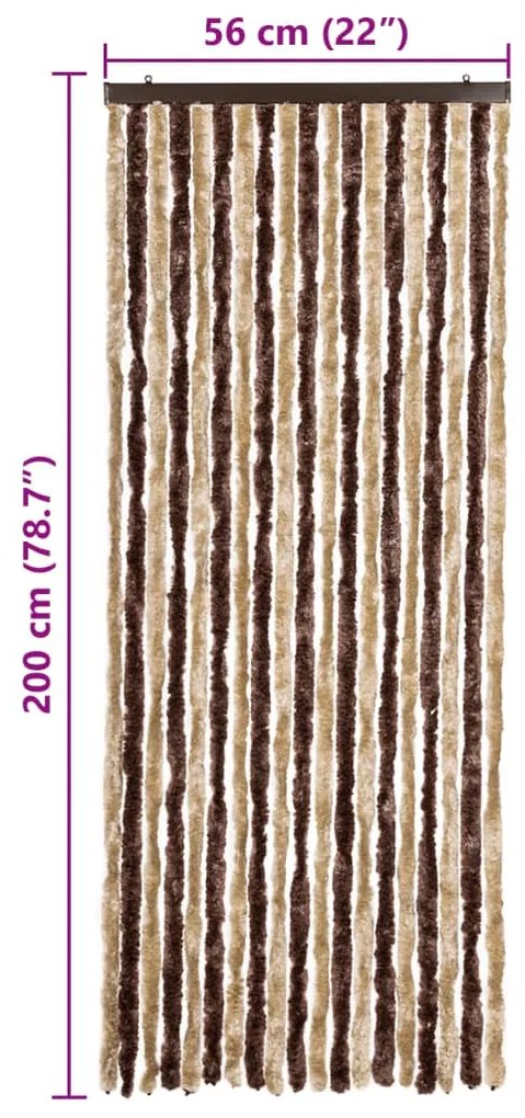 bézs és világosbarna zsenília rovarfüggöny 56 x 200 cm