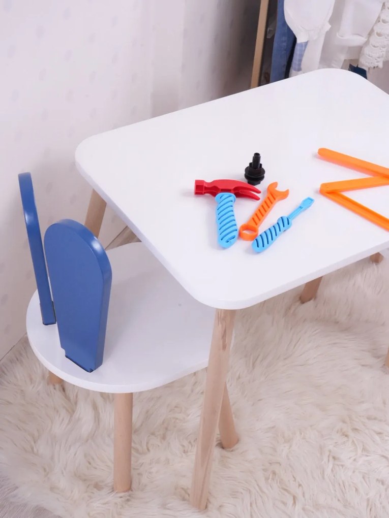 Gyerekasztal székekkel Bunny One Chair Set - Blue, White