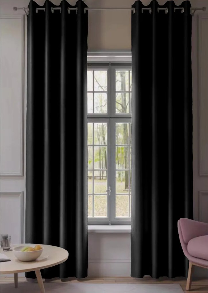 OXFORD fekete függöny 140x250 cm Felfüggesztés: Hullámos sínszalag