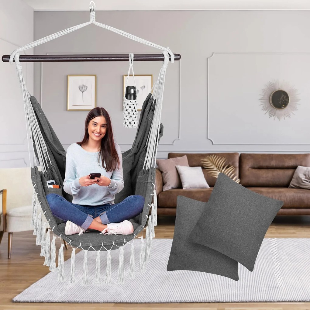 MANDY függőszék, 170x100x150cm, sötétszürke Detex