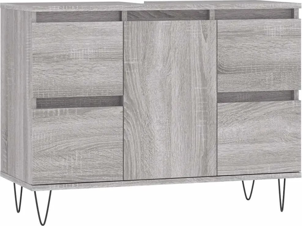 vidaXL szürke sonoma színű szerelt fa mosdószekrény 80 x 33 x 60 cm