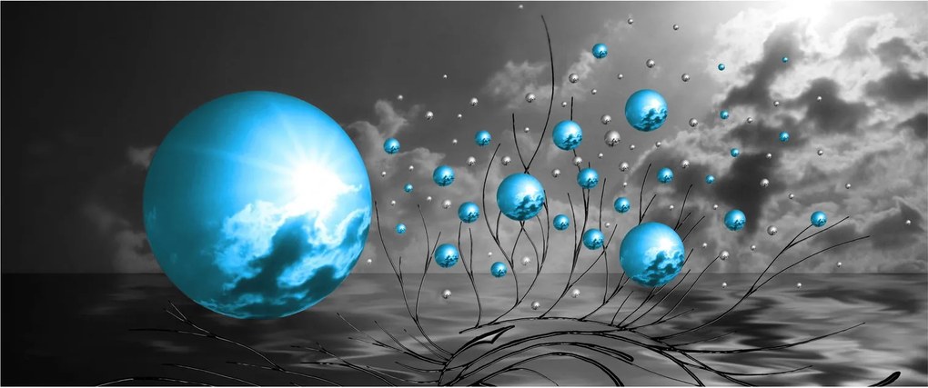 Sötétkék gömbök képe (120x50 cm)