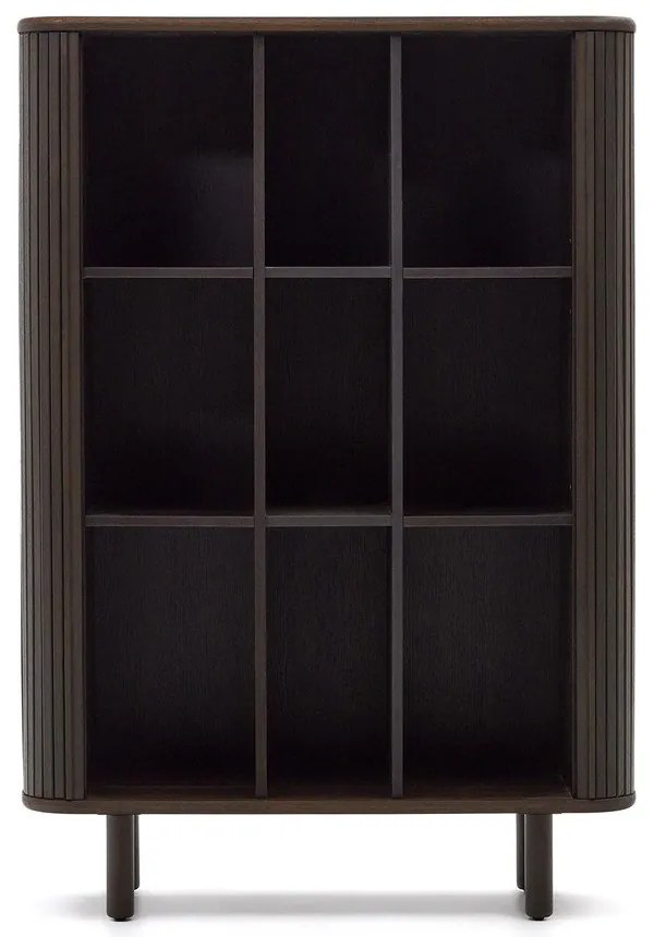 Sötétbarna szekrény tolóajtóval kőrisfa dekorral 110x140 cm Mailen – Kave Home