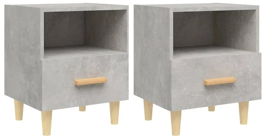 2 db betonszürke éjjeliszekrény 40x35x47 cm