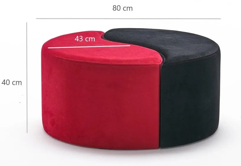 Taburette Alis puff piros és fekete