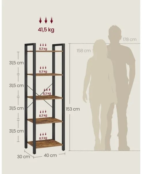 NAVARO könyvszekrény barna/fekete