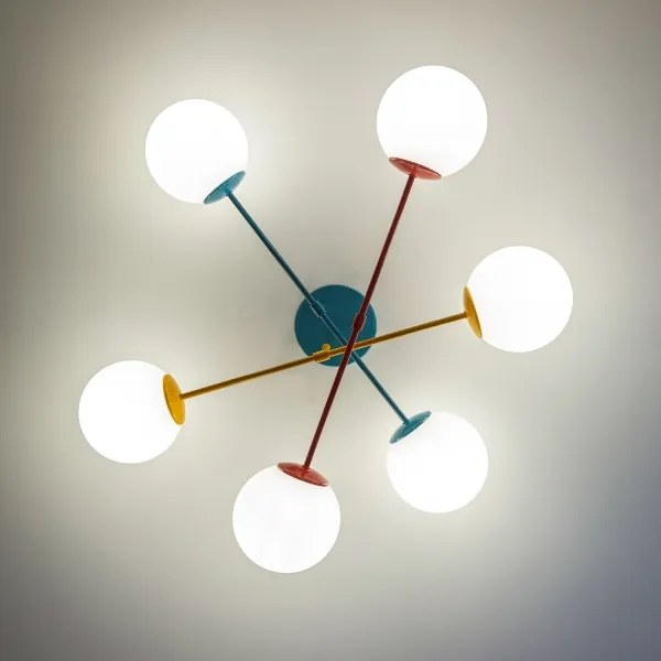 Felületre szerelt MOON csillár 6xE27/15W/230V türkiz/sárga/piros