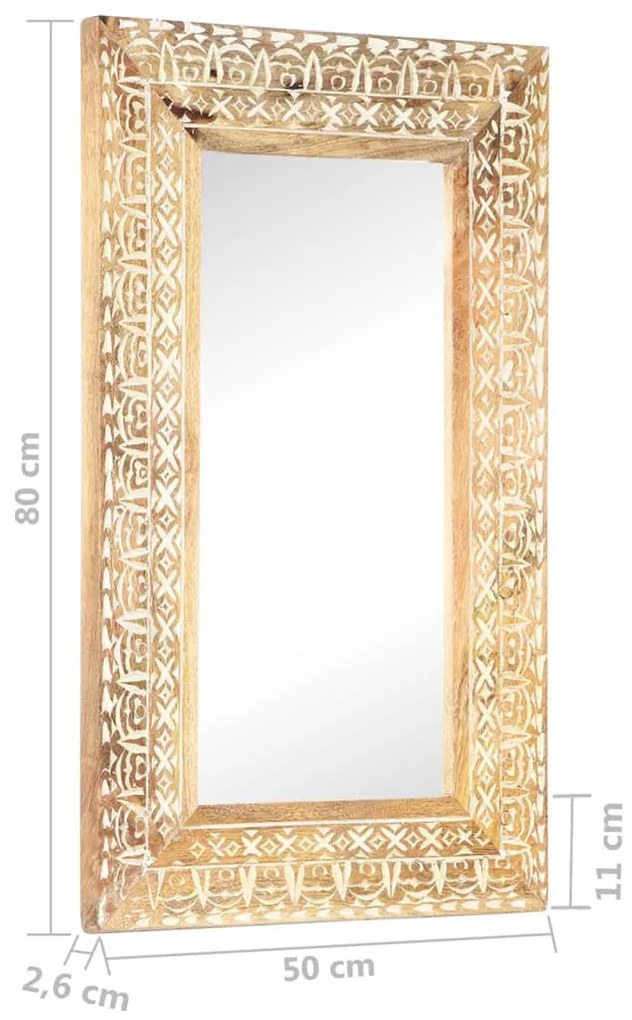 kézzel faragott tömör mangófa tükör 80 x 50 x 2,6 cm