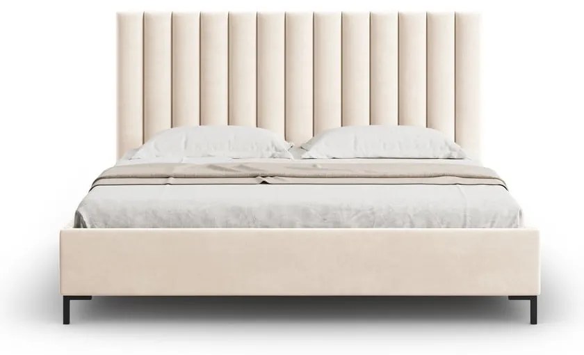 Bézs kárpitozott ágyneműtartós franciaágy ágyráccsal 180x200 cm Casey – Mazzini Beds