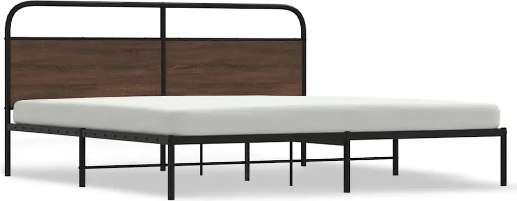 vidaXL barna tölgy színű fém ágykeret matrac nélkül 200 x 200 cm