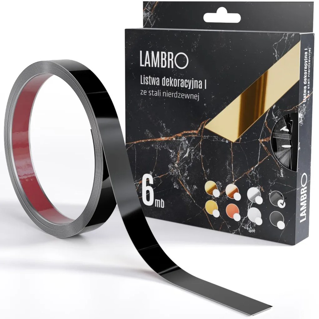 ambro öntapadós díszcsík fekete fényes 10-20mm