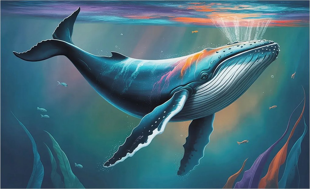 Divatos Flizelin Tapéta Ragasztóval Fali 3D Tengeri óriás 416x254 Ragasztó