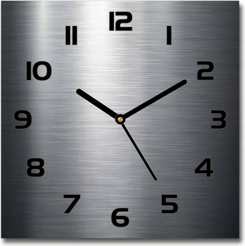 Négyzet alakú csendes üveg óra fém háttér 30x30