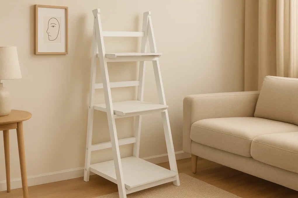 Fehér létrapolc 3 polccal 42 x 39 x 109 cm