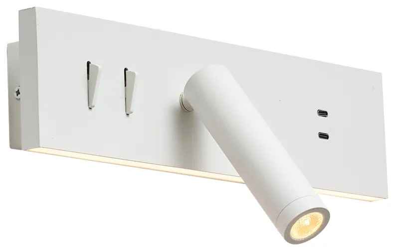 Állítható fehér fali lámpa USB-C csatlakozóval, LED-del - Modric