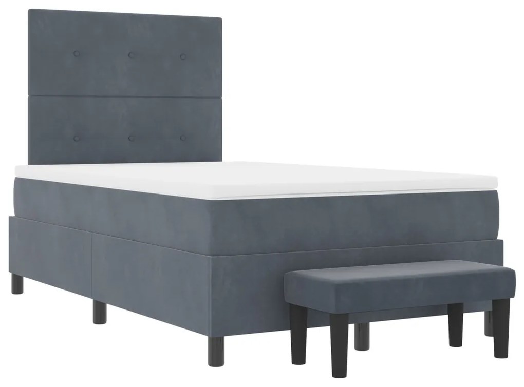 Box Spring Ágy Matraccal & Pad Sötétszürke 120x190 cm Bársony