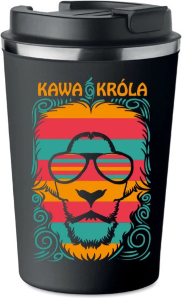 Prémium thermo bögre Kávé Király mintával ajándék 350ml 0,35l KT_012