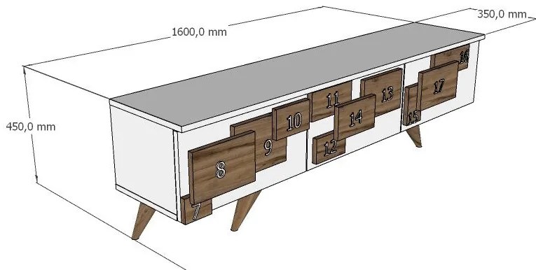 TV szekrény 3 D - Anthracite, Walnut