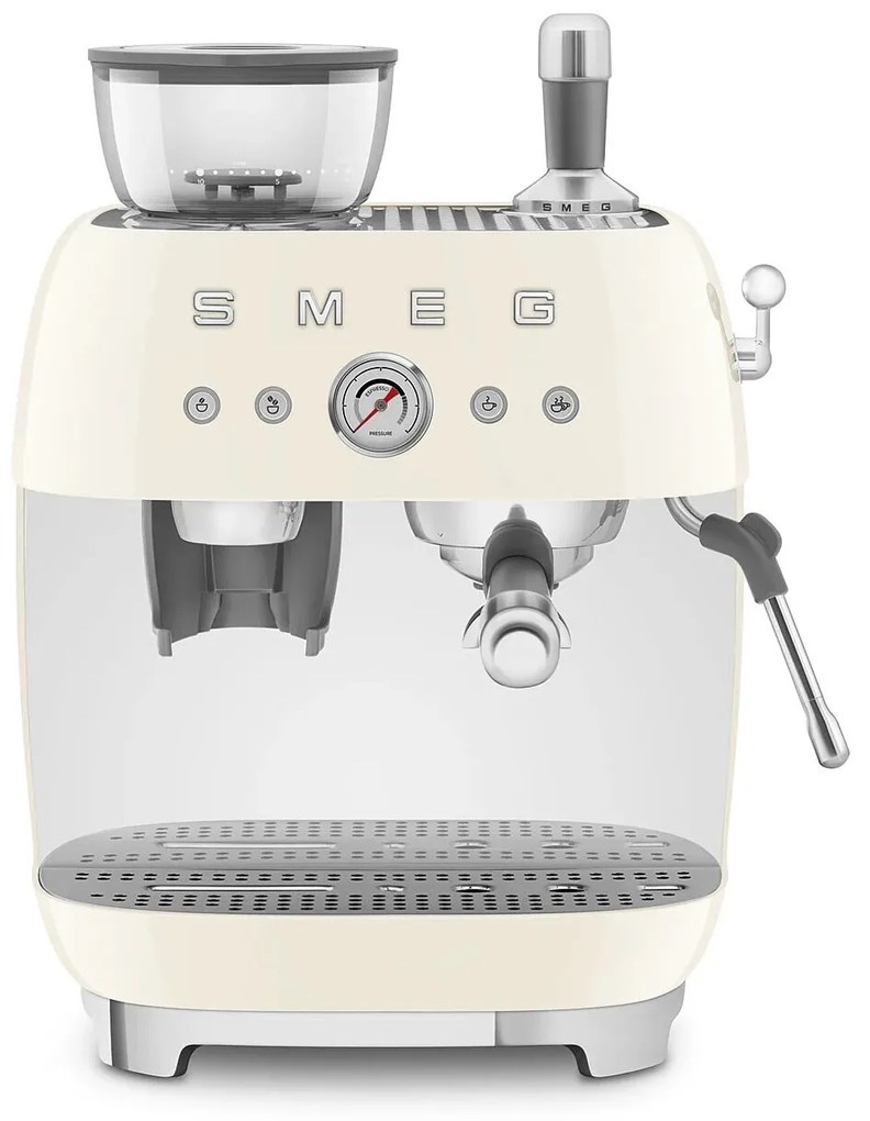 SMEG 50-es retro stílusú EGF03 karos kávéfőző kávédarálóval 2 csésze krém - Smeg