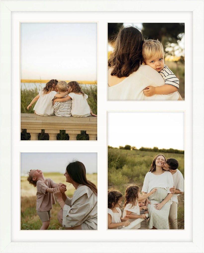 Képkeret 4 képhez 10x15 cm 10x10 cm fehér fotógaléria 24x30 cm Framai